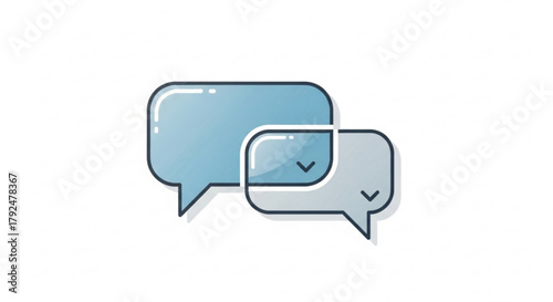 Two speech bubbles overlapping each other, representing communication, conversation, or dialogue between people