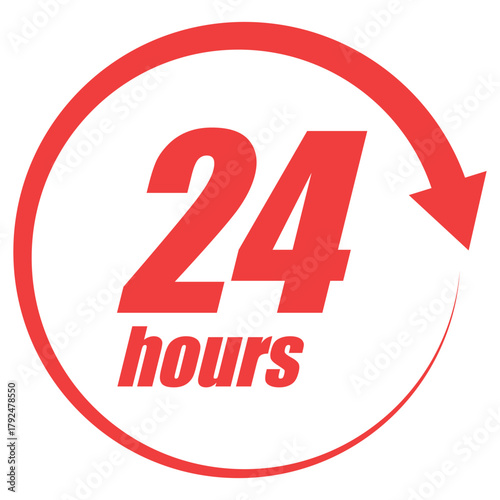 24 Hours Icon Symbol Template – Flat Time Service Vector Design