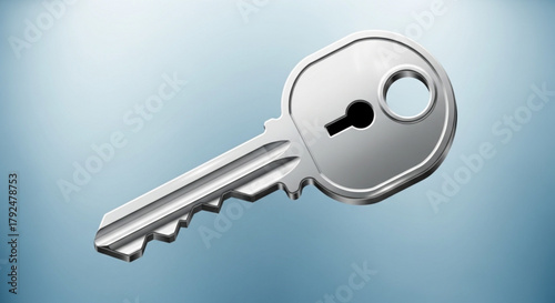 A silver key is shown on a blue background, representing security, access, and the ability to unlock or open something