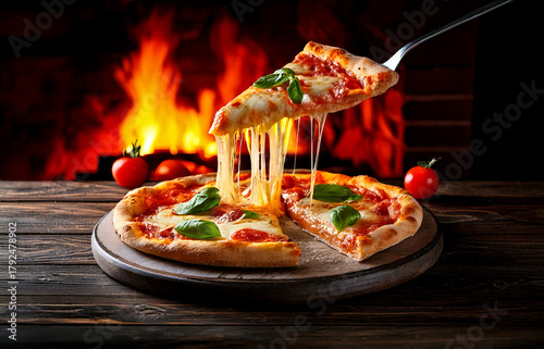 Pizza rustica e mozzarella filante