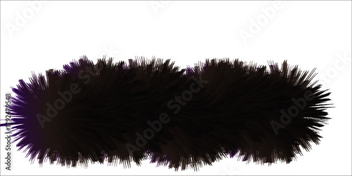 Resembling animal fur or brush strokes.Abstract fur or bristle texture in dark brown and black tones with subtle purple highlights, isolated on white background.