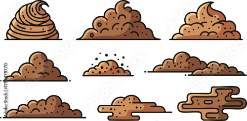 Pile Of Dirt And Soil In Different Shapes And Textures Pixel Art Style