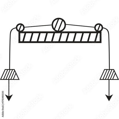 Schematic diagram of a pulley system with a load mechanical advantage rope lift illustration physics engineering