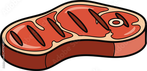 Raw Beef Steak With Grill Marks On White Background Isolated