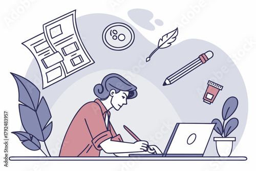 Creative designer working on laptop, concept of art