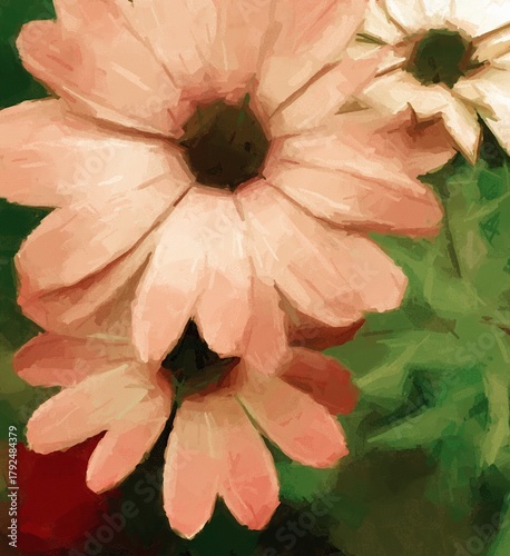 Floral postcard. Beautiful floral composition with copy space. Graphic arts background template with canvas applied