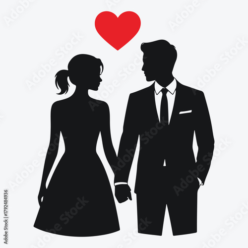 Romantic Couple Embrace with Heart Design