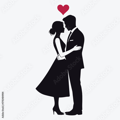 Romantic Couple Embrace with Heart