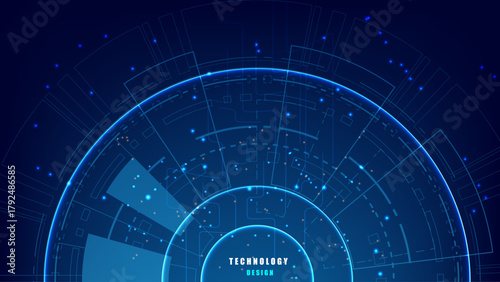 Deep Blue Futuristic HUD Interface and Concentric Rings.eps