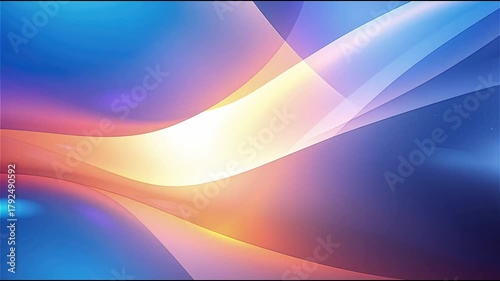 Abstract image with a futuristic composition featuring geometric shapes and dynamic lighting in cool shades of blue, violet, light blue and gold.
