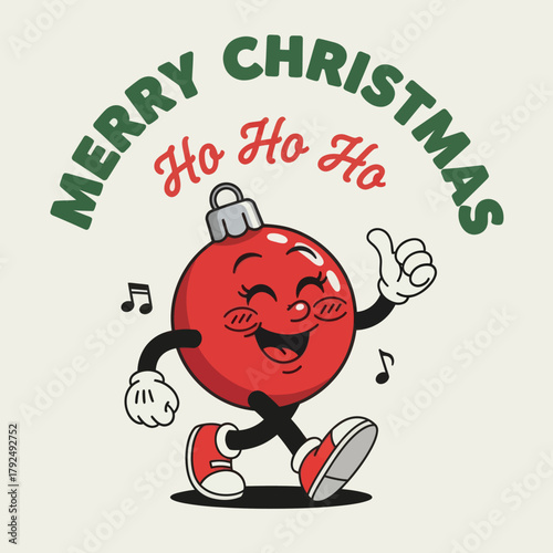 Cute cartoon Christmas ornament character singing with a cheerful smile and thumbs-up gesture. Perfect for festive designs, holiday cards, seasonal decorations, and joyful Christmas illustrations.