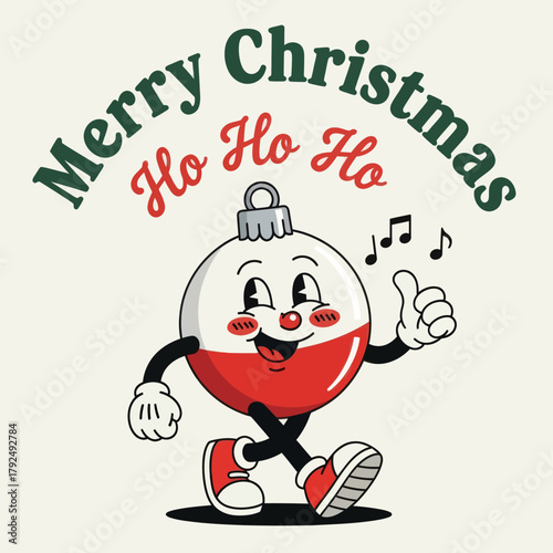 Cute cartoon Christmas ornament character singing with a cheerful smile and thumbs-up gesture. Perfect for festive designs, holiday cards, seasonal decorations, and joyful Christmas illustrations.