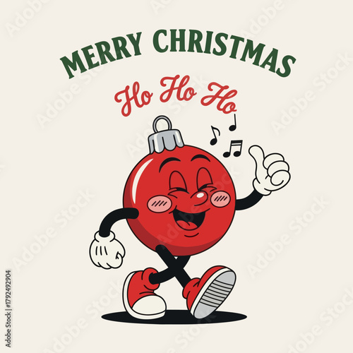 Cute cartoon Christmas ornament character singing with a cheerful smile and thumbs-up gesture. Perfect for festive designs, holiday cards, seasonal decorations, and joyful Christmas illustrations.