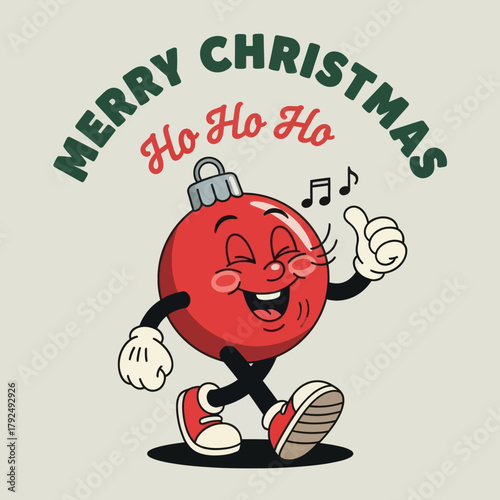 Cute cartoon Christmas ornament character singing with a cheerful smile and thumbs-up gesture. Perfect for festive designs, holiday cards, seasonal decorations, and joyful Christmas illustrations.