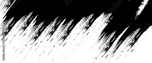 Vector grunge brush strokes texture rough black scratches for paint splatter template. Black and white grunge frame.
