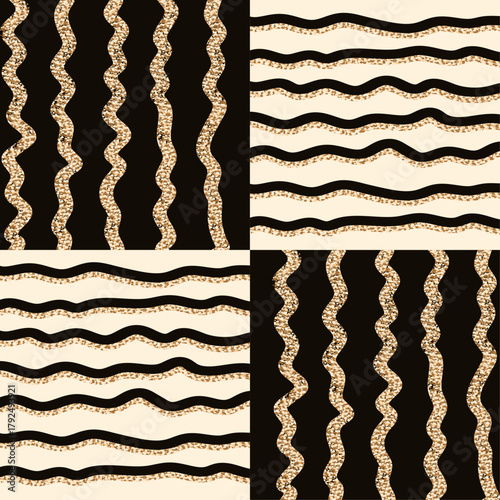 Modern Luxury Stripe interior pannel. Vector illustration of gold wave Striped Luxury poster cover template desing. Holiday card cover. 