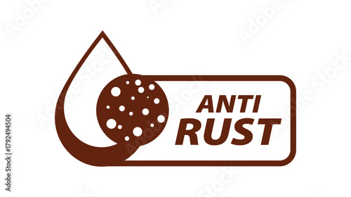Teal anti rust droplet sign, anti-rust label, droplet, water drop, liquid, protection, prevention, metal, corrosion, rustproof, coating, chemical, industrial.