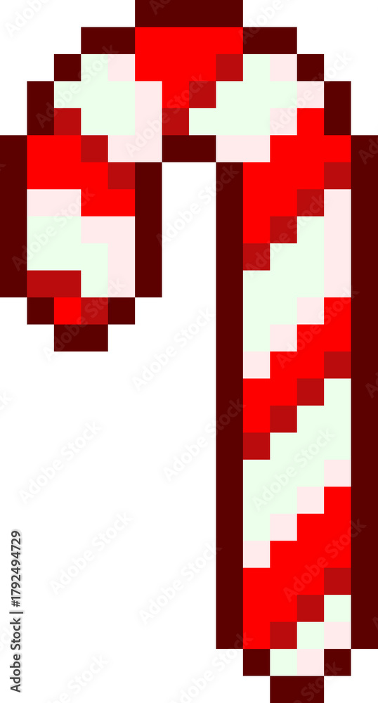 Fototapeta premium Pixel art Christmas Treats Candy cane Icon