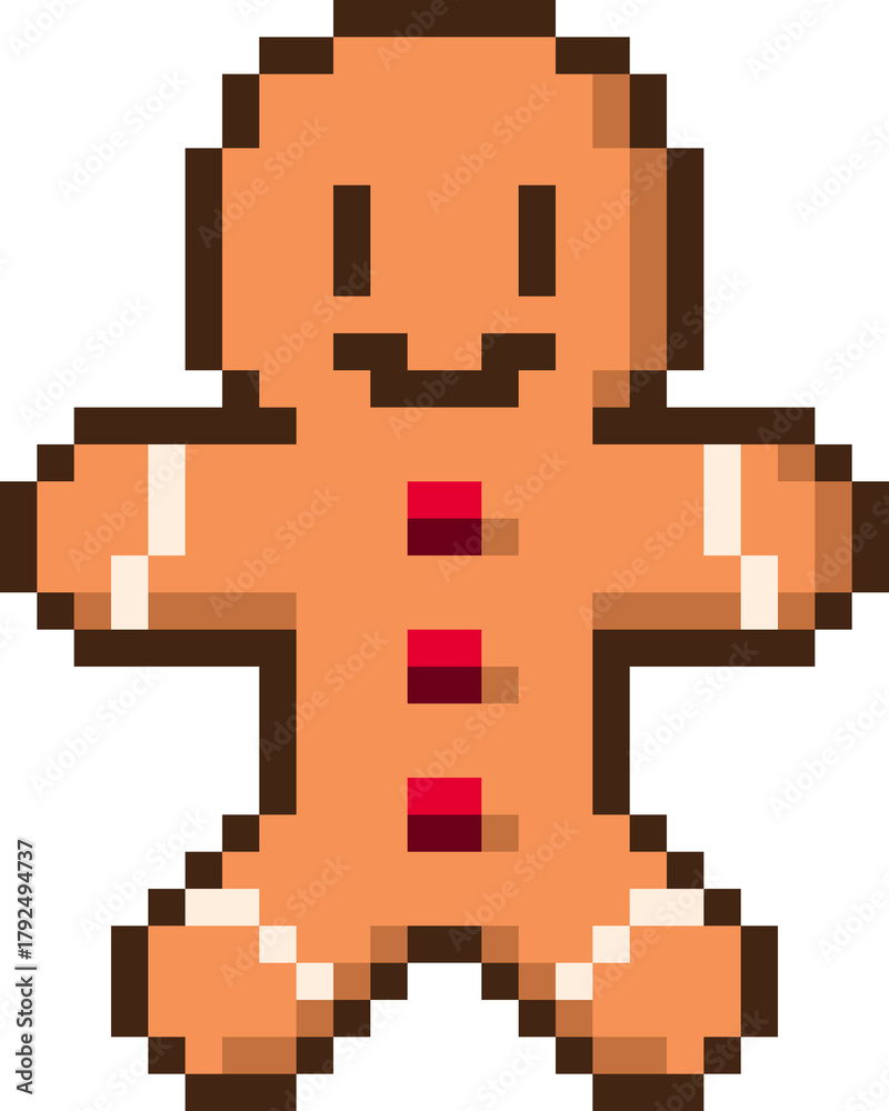 Fototapeta premium Pixel art Christmas Treats Gingerbread man Icon