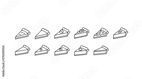 Collection of hand drawn cake slices in a simple silhouette style