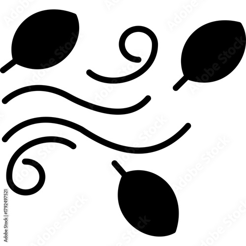 Wind Icon Glyph Design, Air Flow and Weather Symbol