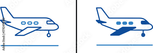 Skyward Bound: Two stylized aircraft, poised for take off, symbolizing the spirit of travel and the allure of distant destinations. The images depict the essence of travel and movement.