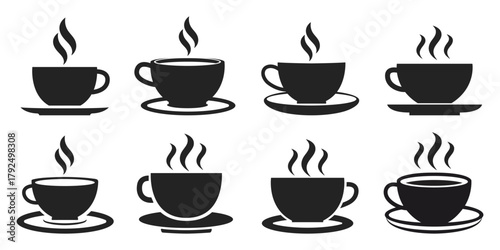 coffee cup flat vector icon set