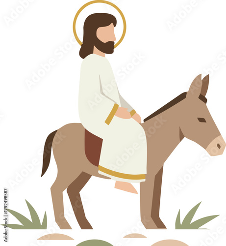 Jesus riding a donkey. The triumphal entre into Jerusalem