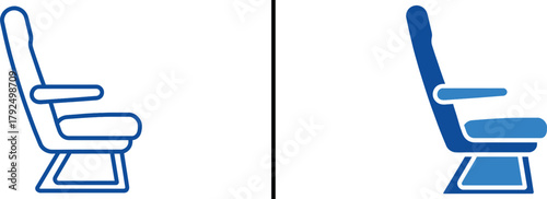 Airplane Seat Diagrams: Featuring minimalistic illustrations of aircraft seating, perfect for travel-related or aviation designs. Showcasing comfort and function