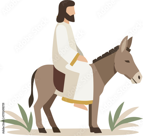 Jesus riding a donkey. The triumphal entre into Jerusalem