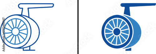 Automotive Parts Illustration: Two stylized images showcase intricate details, emphasizing engineering, design and function, perfect for automotive and technology concepts.