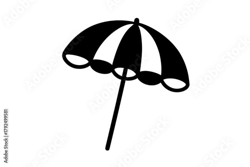 Striped beach umbrella design in black and white for summer holiday and sun protection
