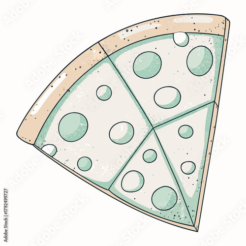 Slice of pizza with green toppings on white background  