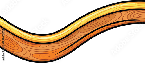Flowing golden wood grain pattern with a warm orange hue and smooth curves on a white background