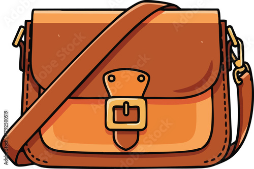 Pixel Art Brown Leather Satchel Bag With Adjustable Strap And Buckle Detail