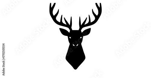 a black silhouette of a deer head with antlersanimal, antler, black, deer, head, illustration, moose, profile, trumpet 