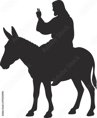 Jesus riding a donkey. The triumphal entre into Jerusalem