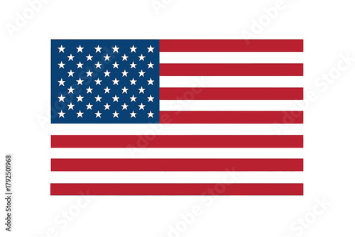 National flag of the United States featuring fifty white stars and thirteen red and white stripes
