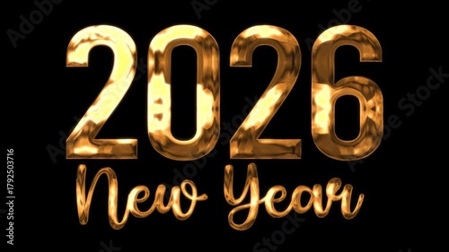 Golden 2026 new year text animated, perfect for festive banners, social media posts, invitations, and promotional materials for the new year.