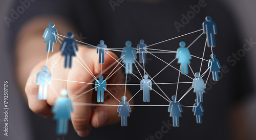 Foto Connecting people through a digital network, teamwork and cooperation concept, social interaction