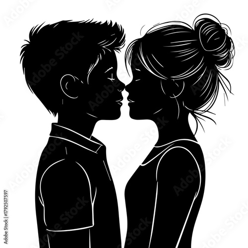 Young couple silhouetted while enjoying a tender moment together  