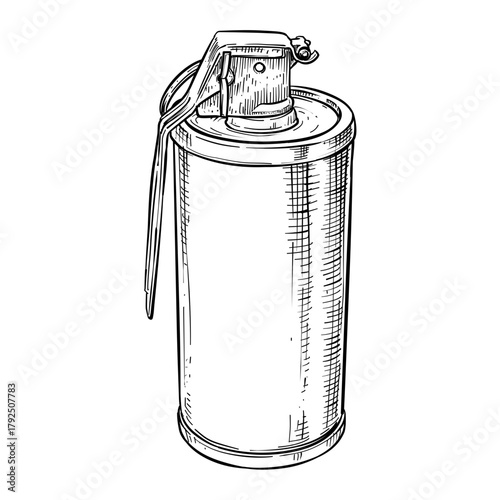 smoke grenade vector line art hand drawn illustration