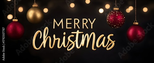 Wallpaper Mural The merry christmas greeting card features festive decorations and glowing lights. Torontodigital.ca