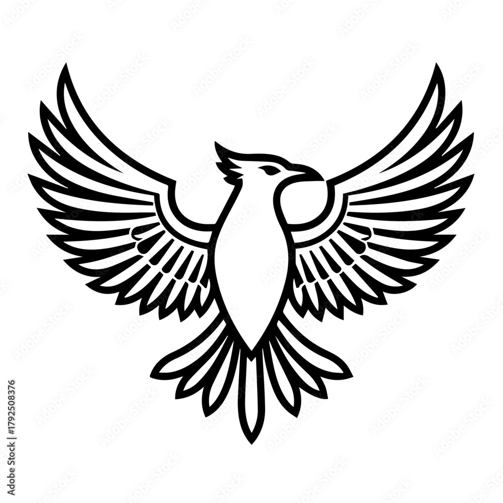 Obraz premium Abstract phoenix bird illustration with outstretched wings 