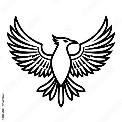 Abstract phoenix bird illustration with outstretched wings  