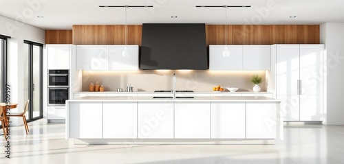 Empty kitchen island countertop, sleek minimalist design, ready for staging,  stock,  isolated