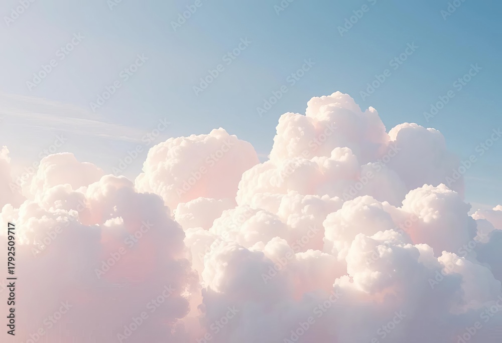 Fluffy pastel anime clouds, whimsical shapes, soft light, floating in sky, digital art, seamless