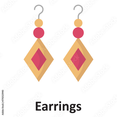 Earrings Vector Icon which can easily modify or edit
