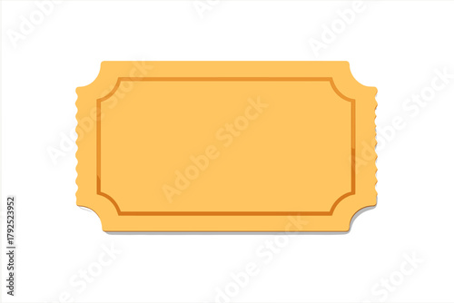 Blank vintage style ticket template with decorative frame and perforated edges