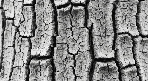 Detailed Close-Up of Deeply Furrowed and Cracked Tree Bark.